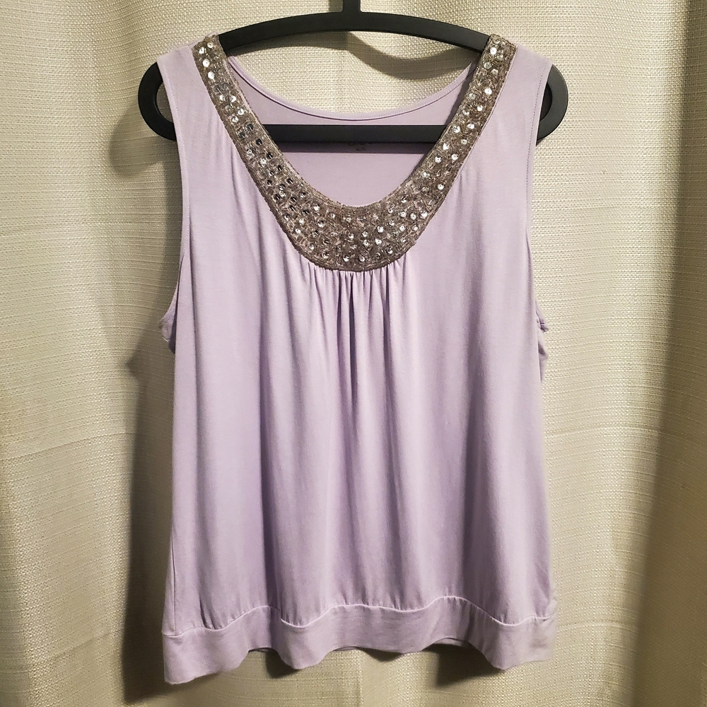 (4/$20) Cleo Lavender Sleeveless Top with Sequin Detail